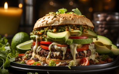 Quinoa-Bohnen-Burger mit Avocado-Sauce