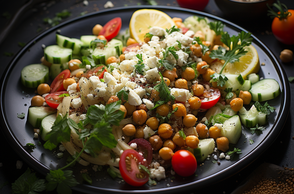 Quinoa-Salat mit Kichererbsen und Feta