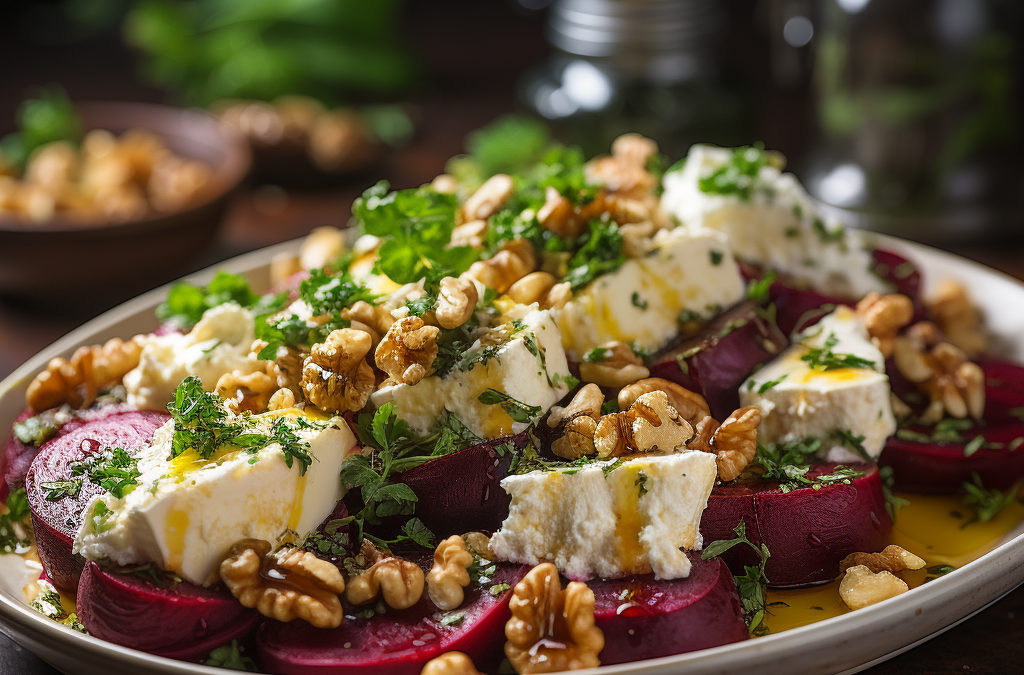 Rote-Bete-Salat mit Ziegenkäse und Walnüssen